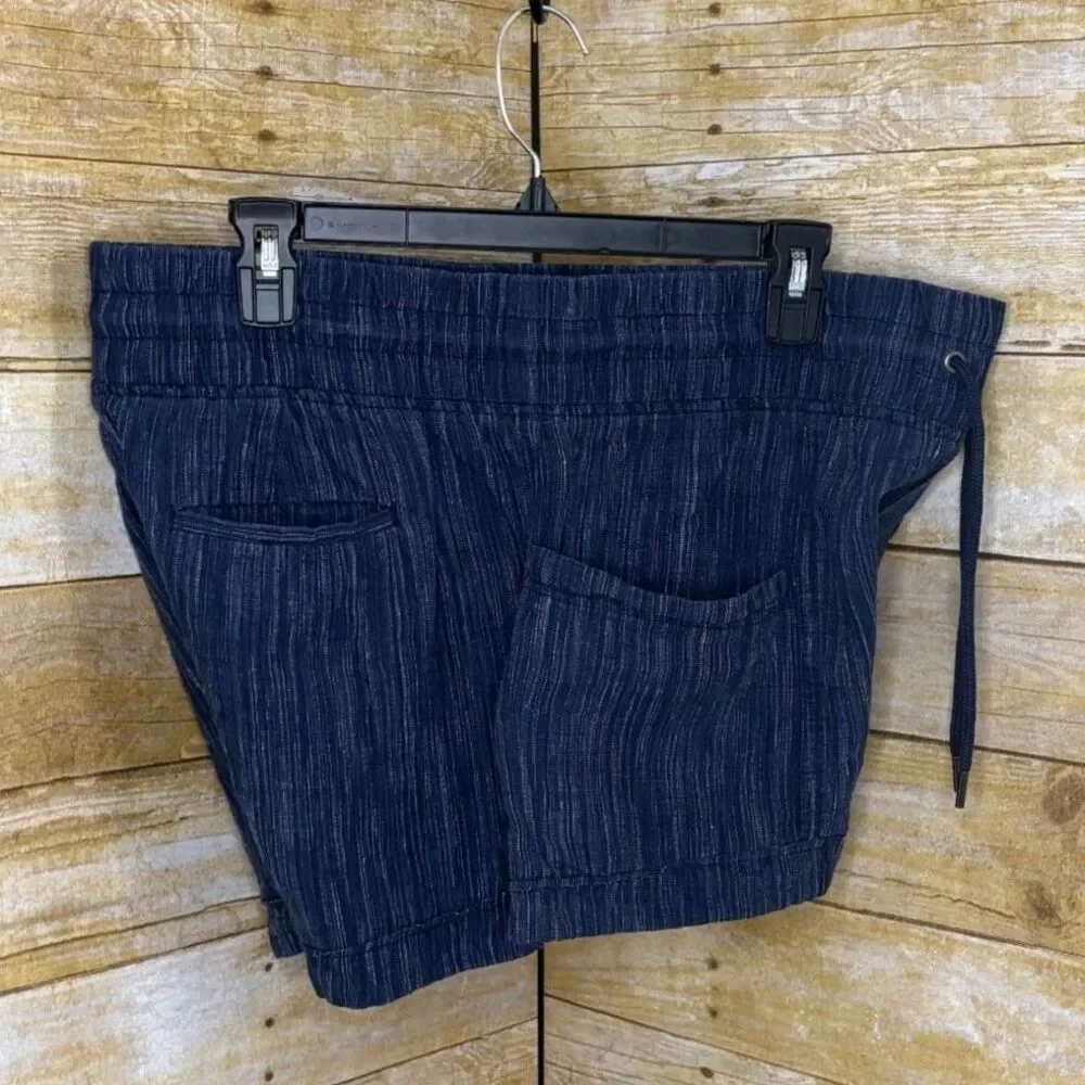 ATHLETA PULL ON EVERYDAY  CASUAL LINEN COASTAL RESORT WEAR BEACHY SHORTS SIZE 14